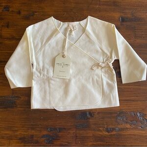 NWT Gray Label Crossover Top Tie Enclosure‎ In Cream Baby Cardigan Sz 6-9 Months